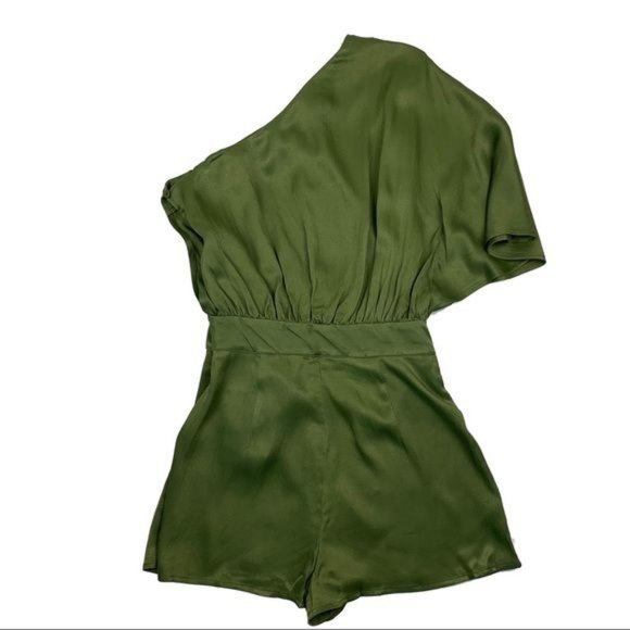NWT NEW Michael Costello x Revolve Selene One Shoulder Romper Olive Green XXS - Picture 3 of 9